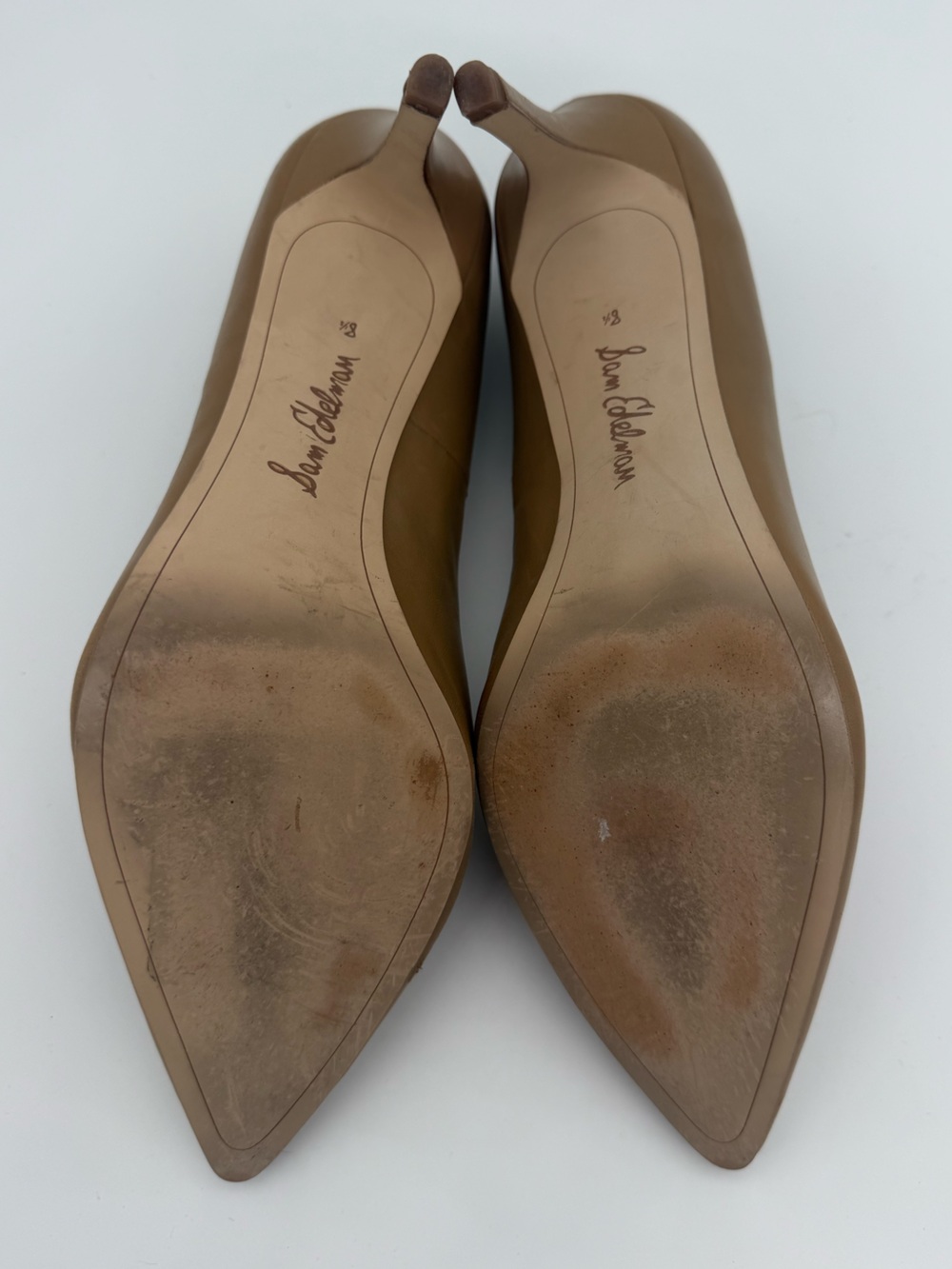 Sam Edelman Tristan Tan Nude Leather Pointed Toe Pumps Size 8.5 - Picture 6 of 10
